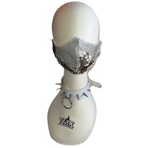 Handmade designer sequins  face mask on the inside a picket for filters